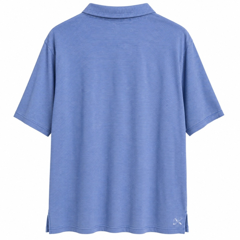 B. Draddy Polo Shirt XXL Blue Striped Pima Cotton Stretch Short Sleeve Golf - Picture 3 of 4